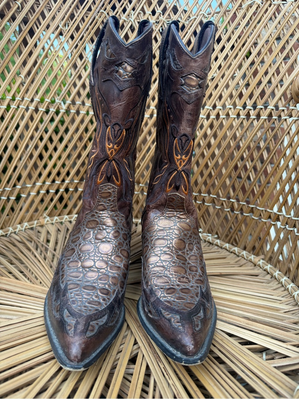 Crush by Durango brown leather pointed-toe western cowgirl boots 7.5 - Picture 2 of 12